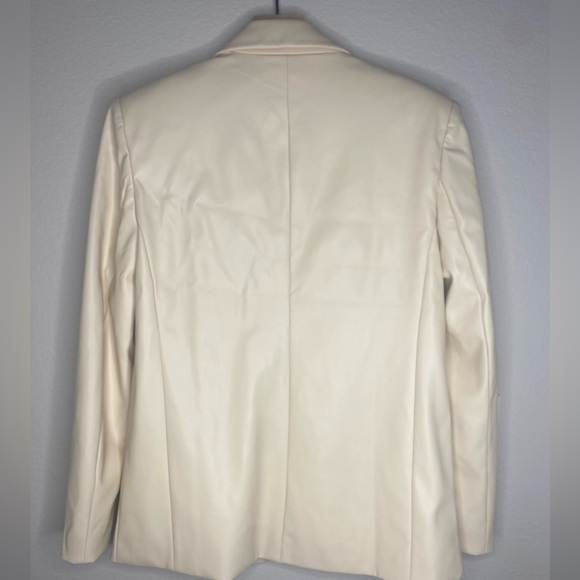 WeWoreWhat Vegan Leather Classic Blazer / Tan / Khaki / Size Medium - Picture 11 of 11